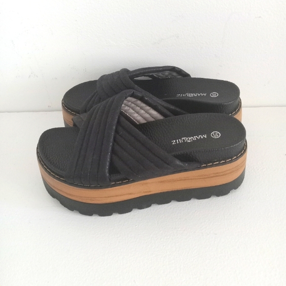 Marquiiz Nasty Gal Cross Your Heart Platform Slide Sandals Y2K Chunky Shoes - Picture 3 of 6